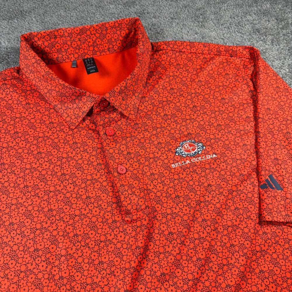 Adidas Mens Bella Collina Floral Golf Polo Shirt Red Black IJ5280 2XL